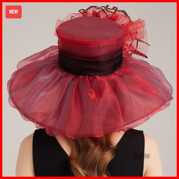 Adjustable Organza Fedora with Removable Flowers, Wide Brim Sun Hat main image 7